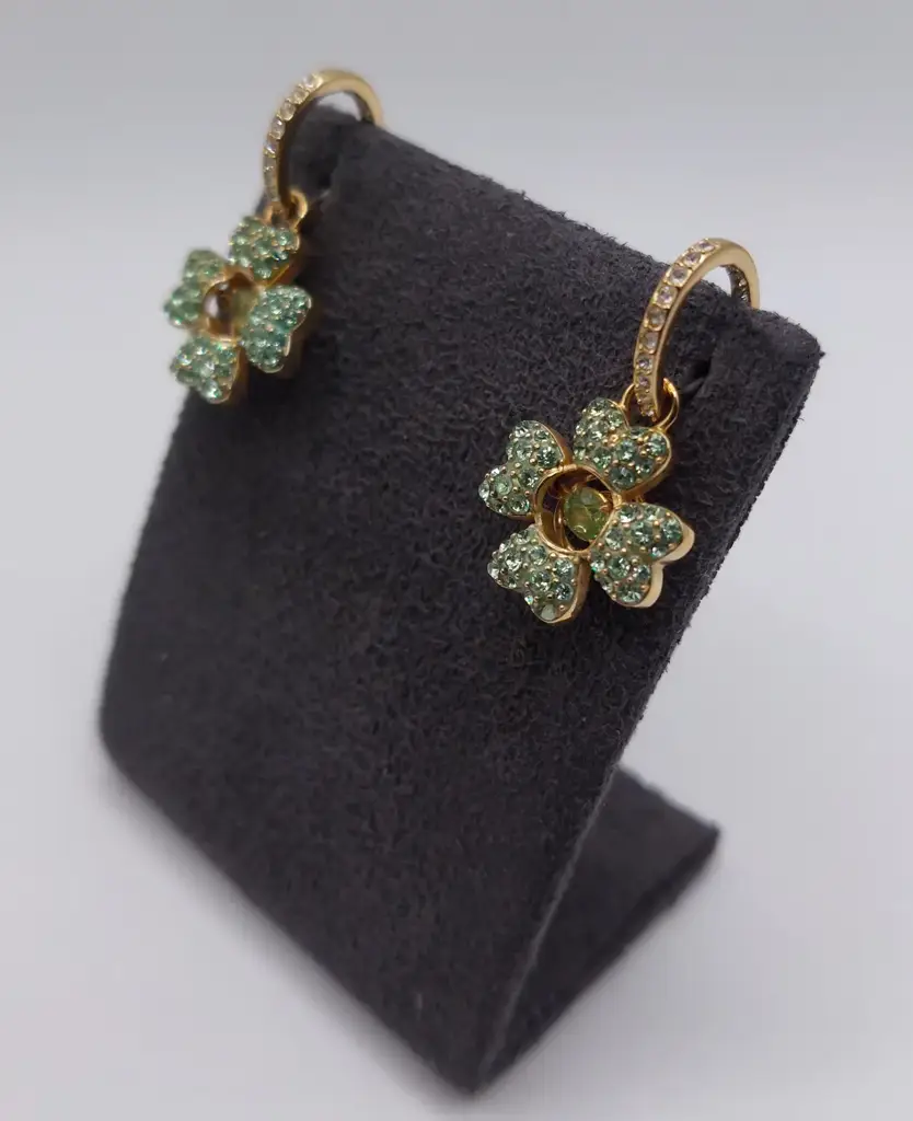 Swarovski Idyllia Green Clover Drop Earrings - View 3