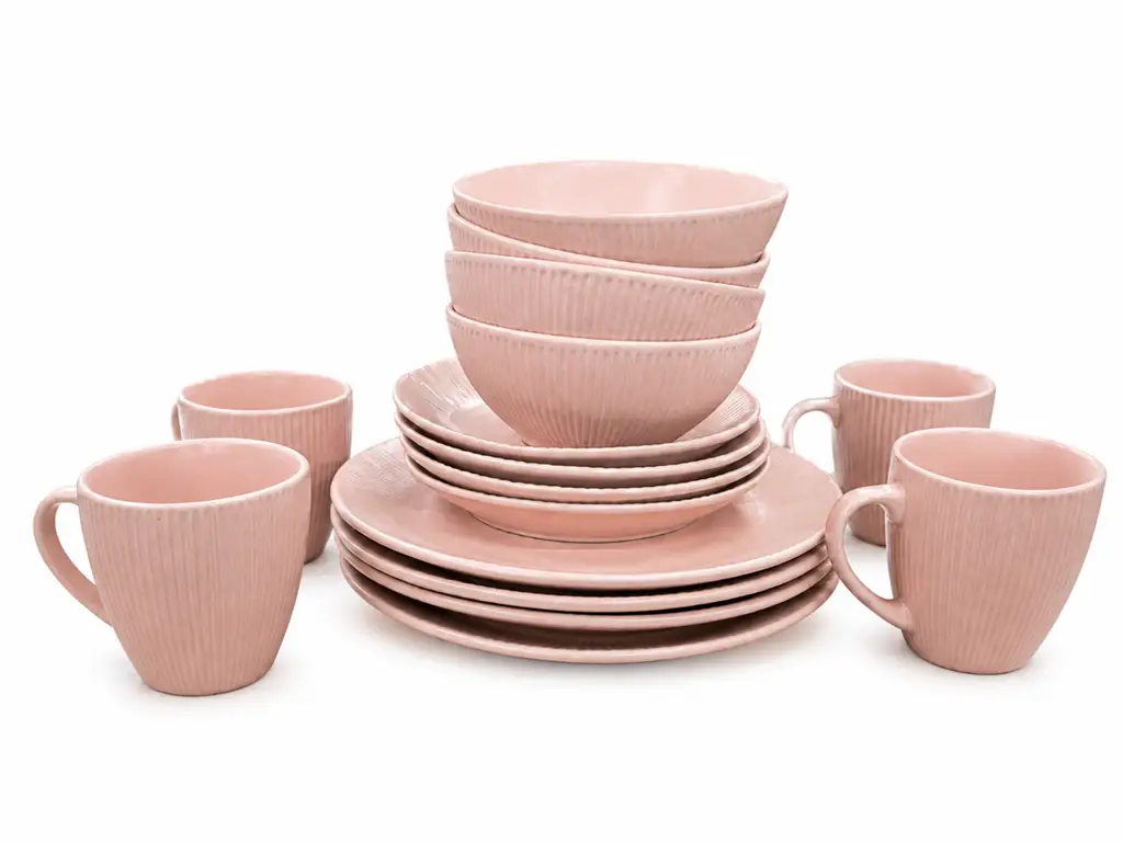 16 Pc Round Dinner Set – Pink - View 2