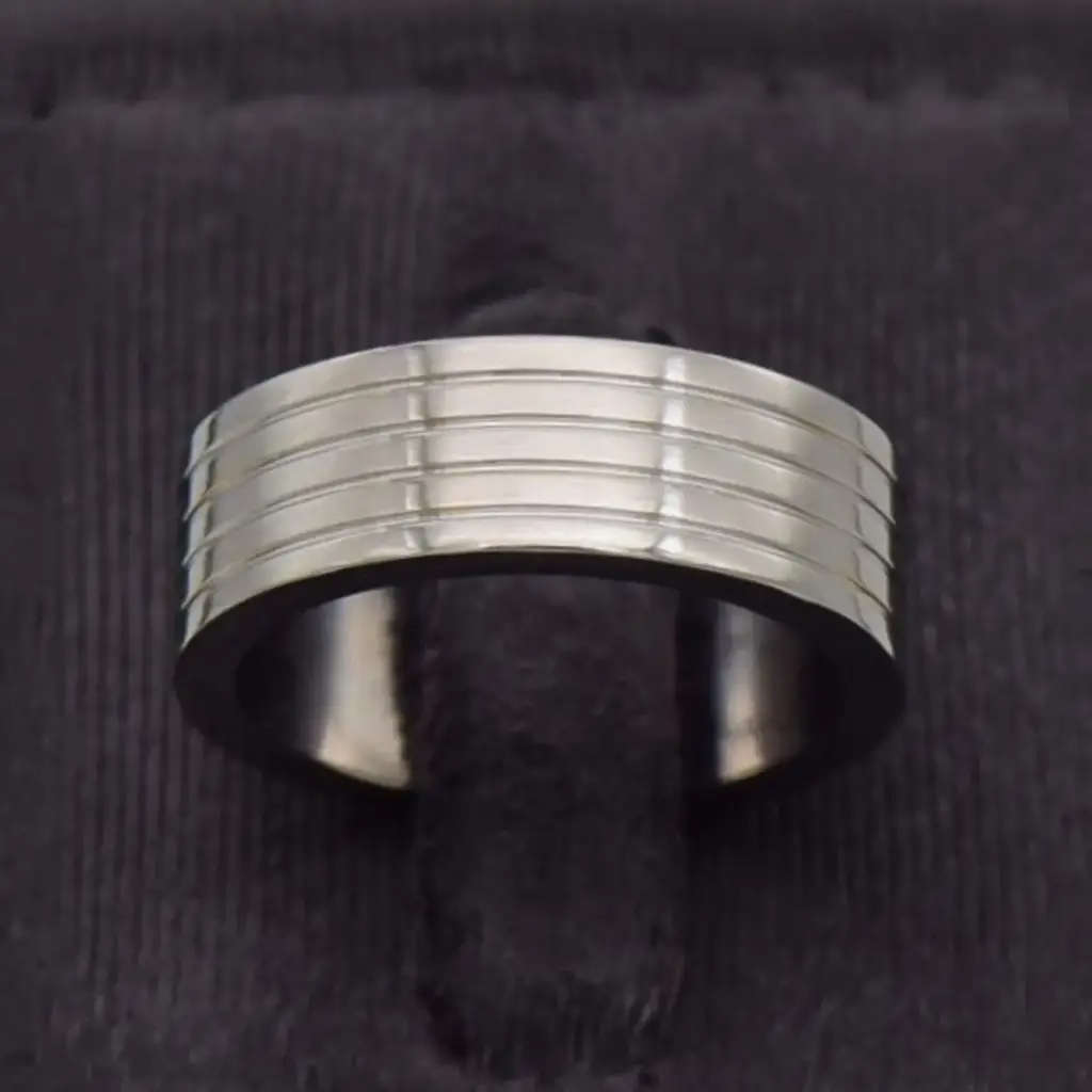 Stainless Steel Wedding Band Patterned