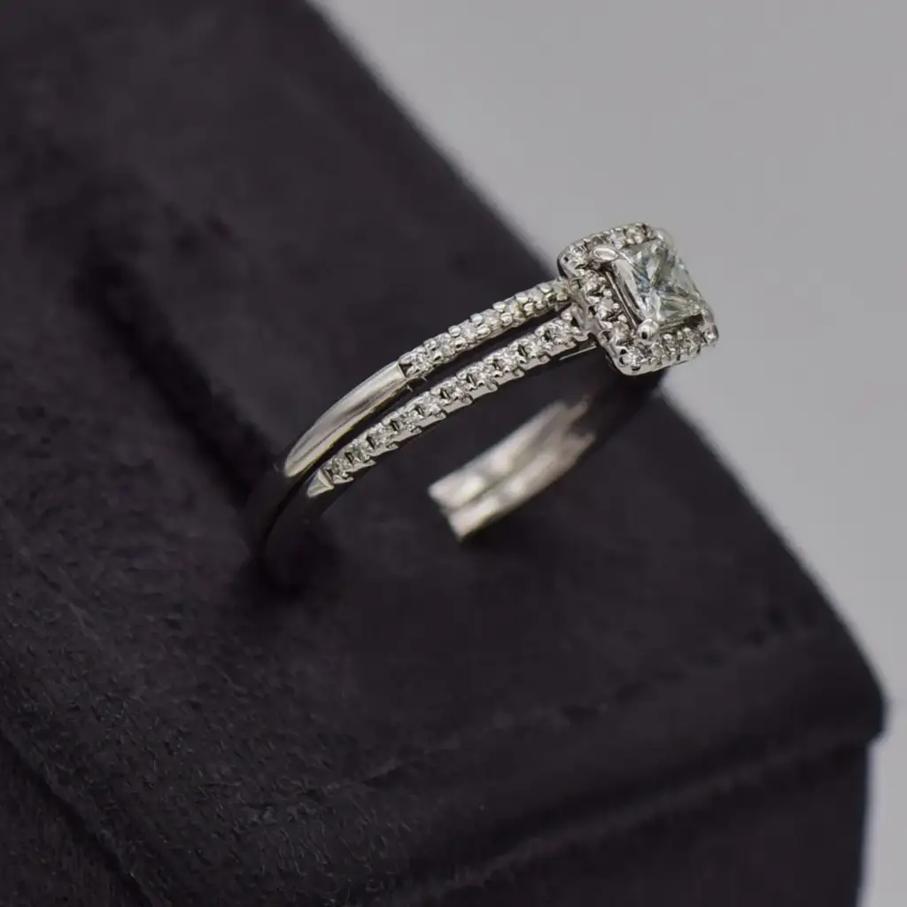 9ct White Gold Wedding Ring Twin Set - View 2