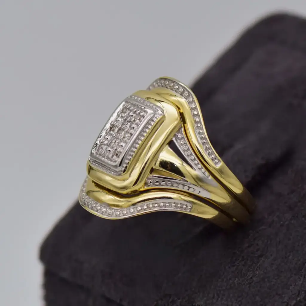9ct Yellow Gold Wedding Ring Trip Set - View 3