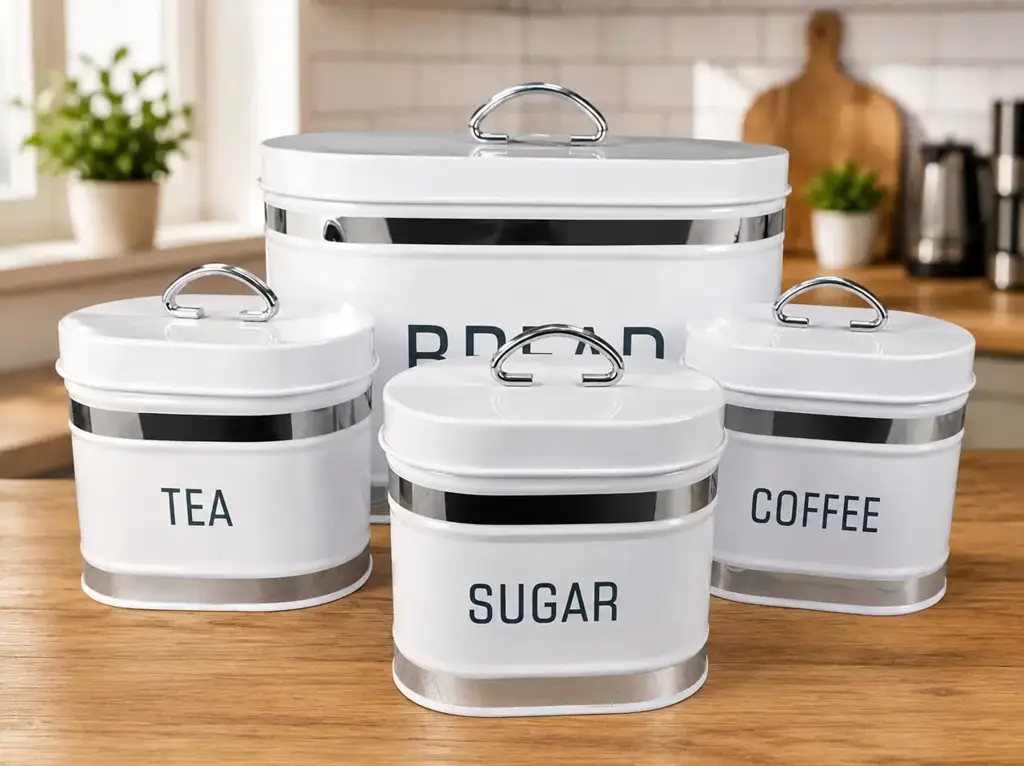 4-Piece Kitchen Bread, Tea, Coffee & Sugar Storage Set