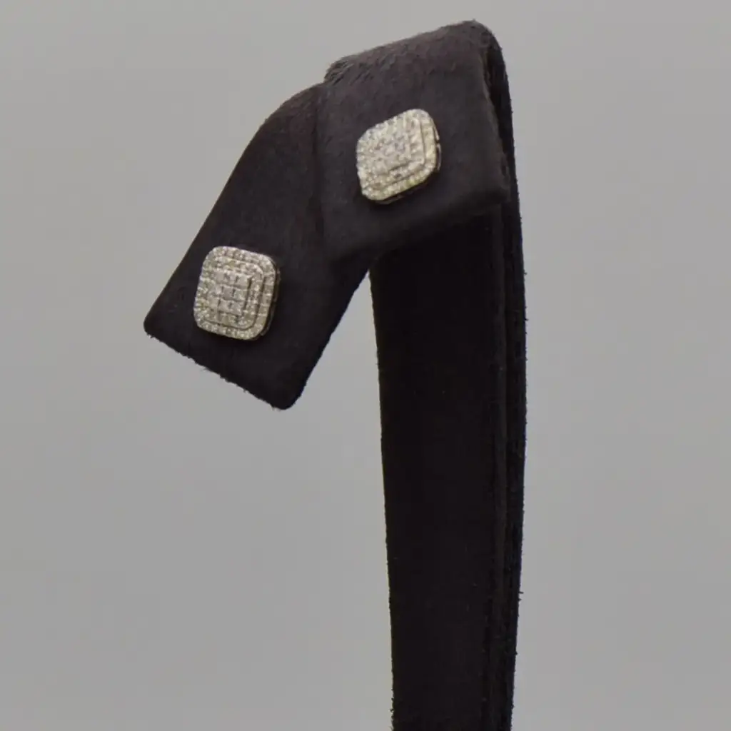 18Ct White Gold Square Earrings