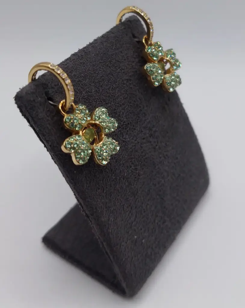 Swarovski Idyllia Green Clover Drop Earrings - View 2