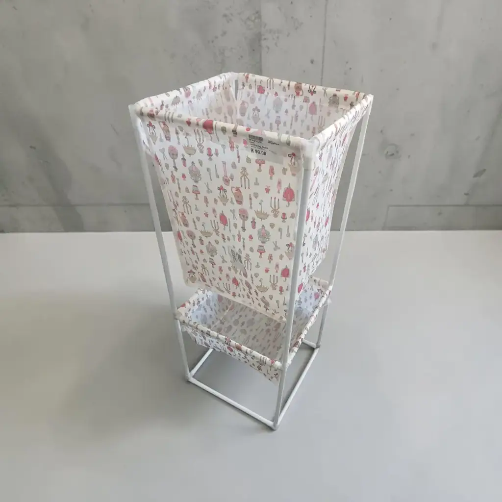 2-Tier Freestanding Fabric Laundry Basket & Organizer Stand