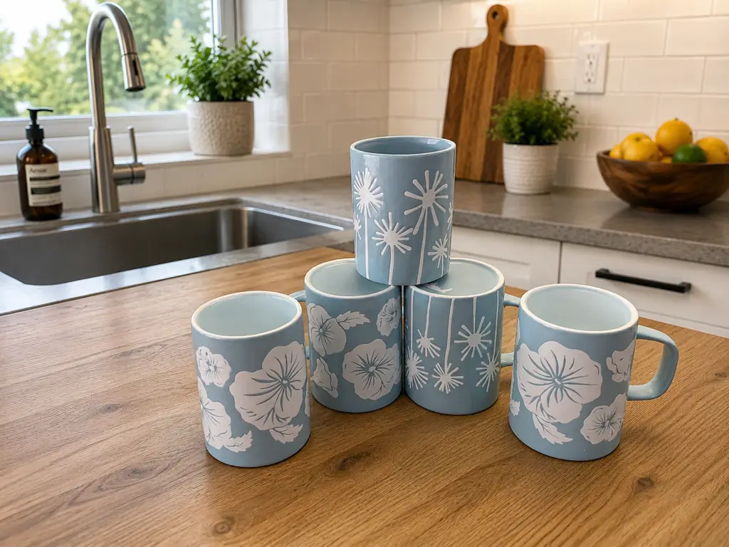 6-Piece Blue Floral Mug & Tumbler Set – Second Hand