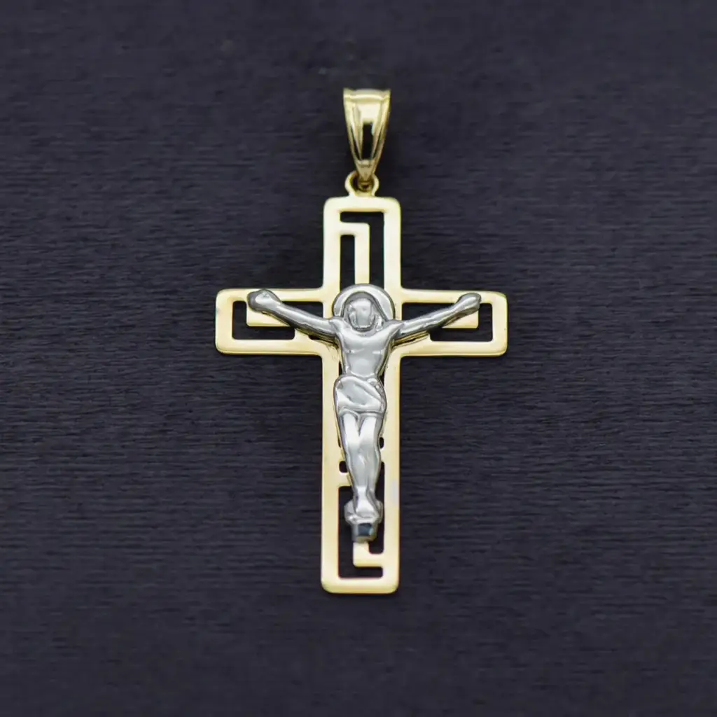 9ct Two Tone Cross Pendant