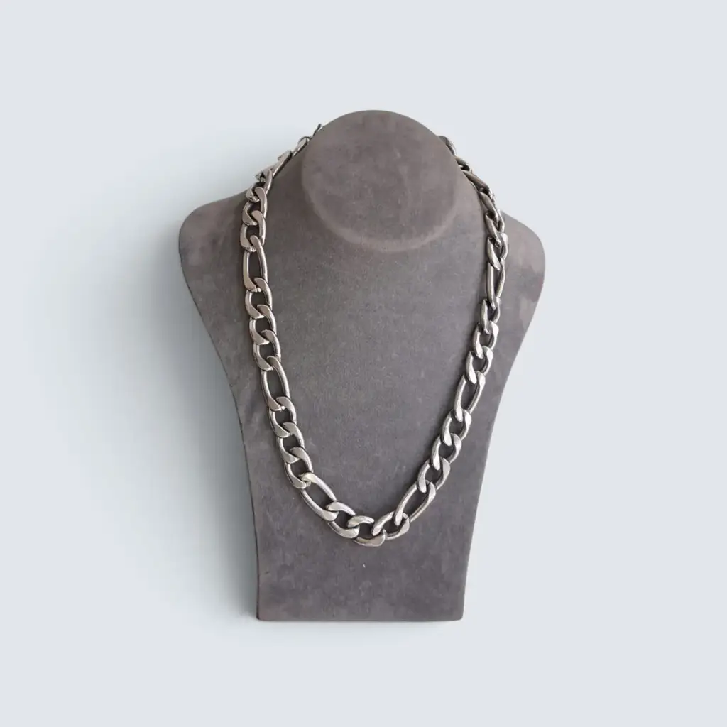 Stainless Steel Figaro Chain Necklace - View 2
