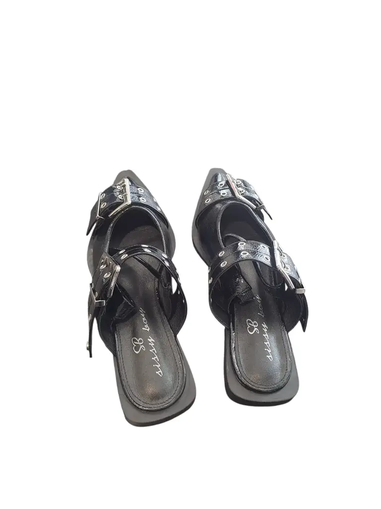 Sissy Boy: Double Buckle Slingback Flat - Uk 8 - View 2