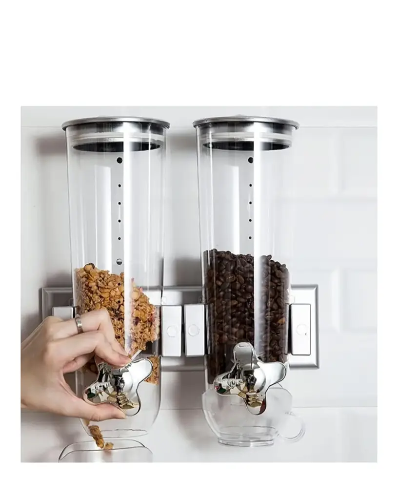 Double Cereal Dispenser Coffee Bean Dry Food Storage Container - View 2