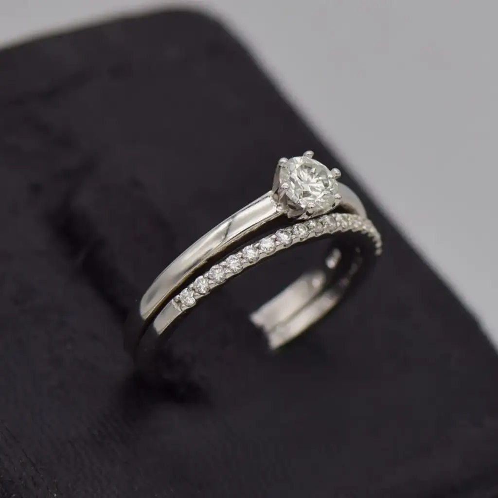 18ct White Gold Wedding Ring Twin Set - View 2