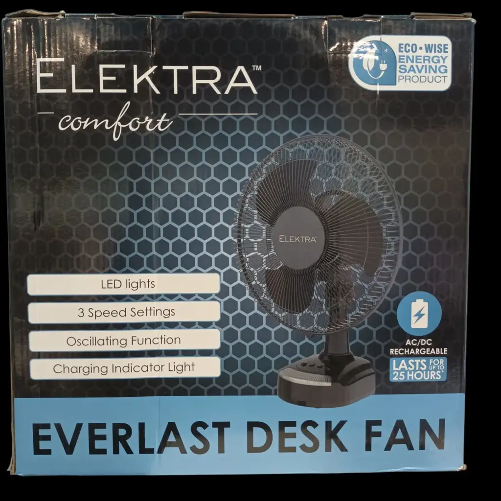 Elektra Everlast Desk Fan (Black) - View 2