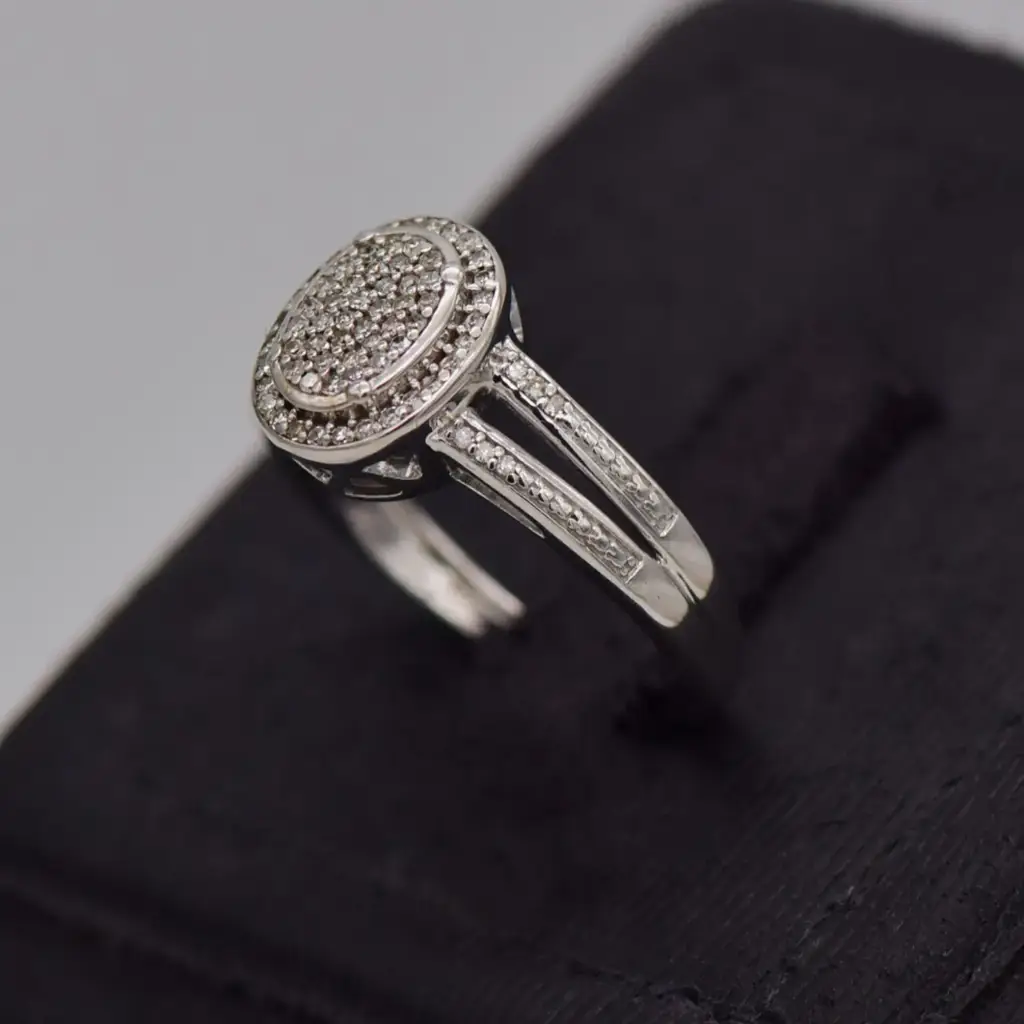 9ct White Gold Halo Ring - View 3
