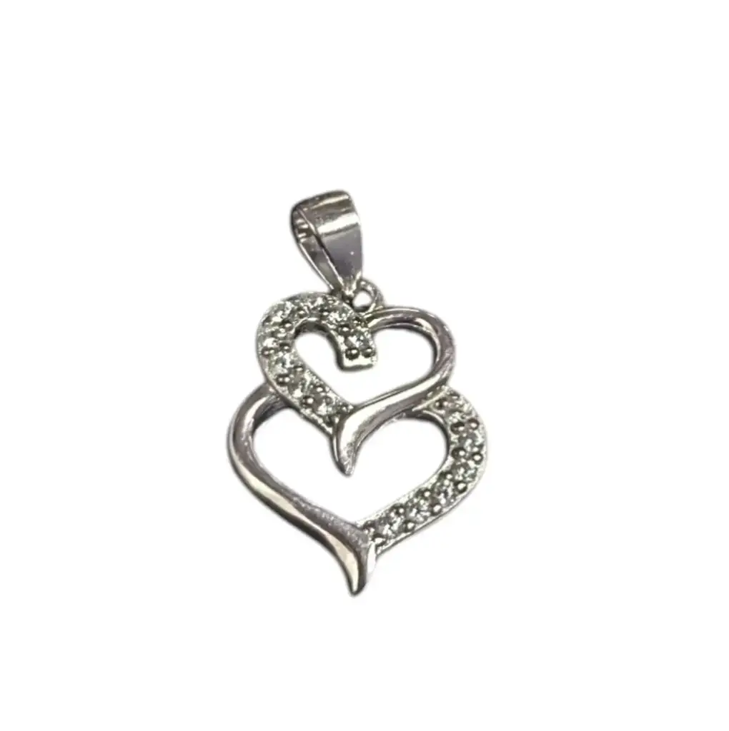925 Sterling Silver Double Hearted Pendant