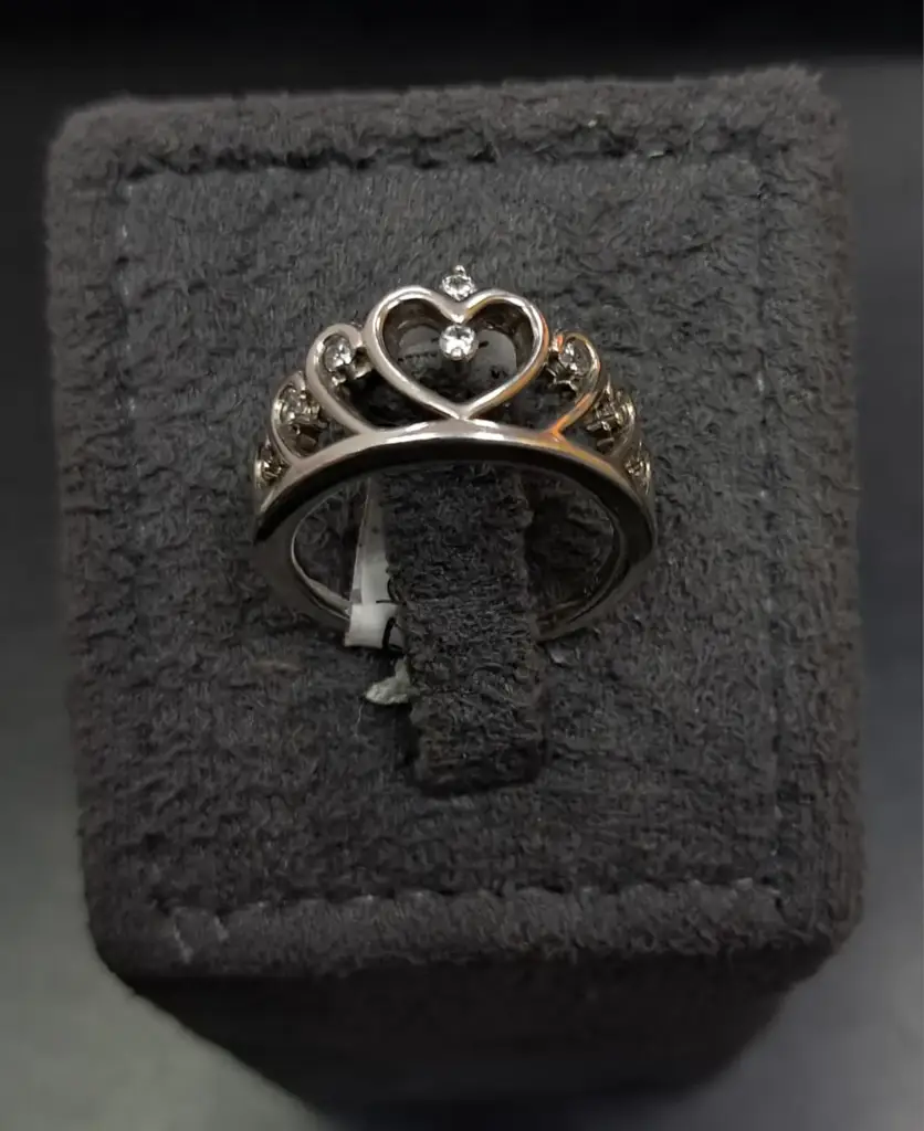 Regal 925 Sterling Silver Tiara Crown Heart Ring - View 2
