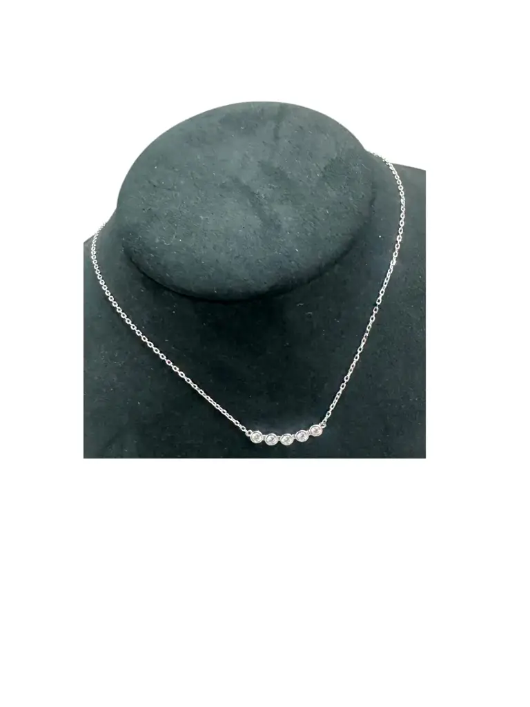 Silver Tube Set Necklace - View 2
