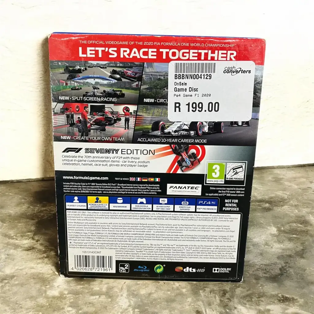 Ps4 Game F1 2020 Game Disc - View 3
