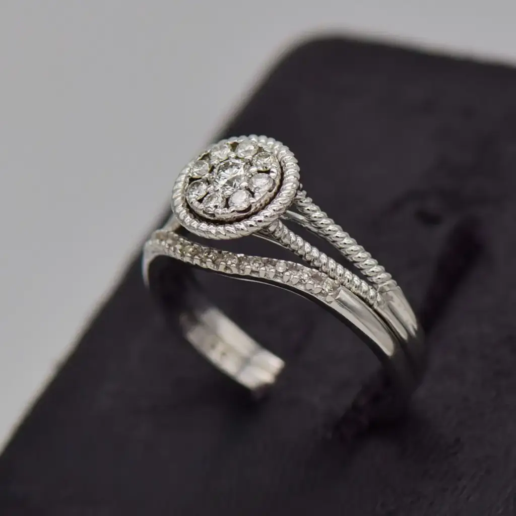 9ct White Gold Wedding Ring Twin Set - View 3