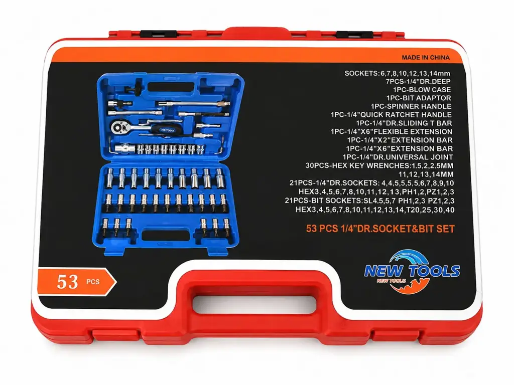 New Tools 53-Piece 1/4" Drive Socket & Bit Set - View 2