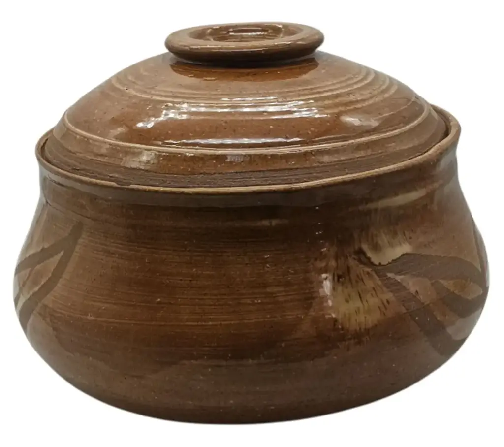 Stoneware Brown Bowl With Lid