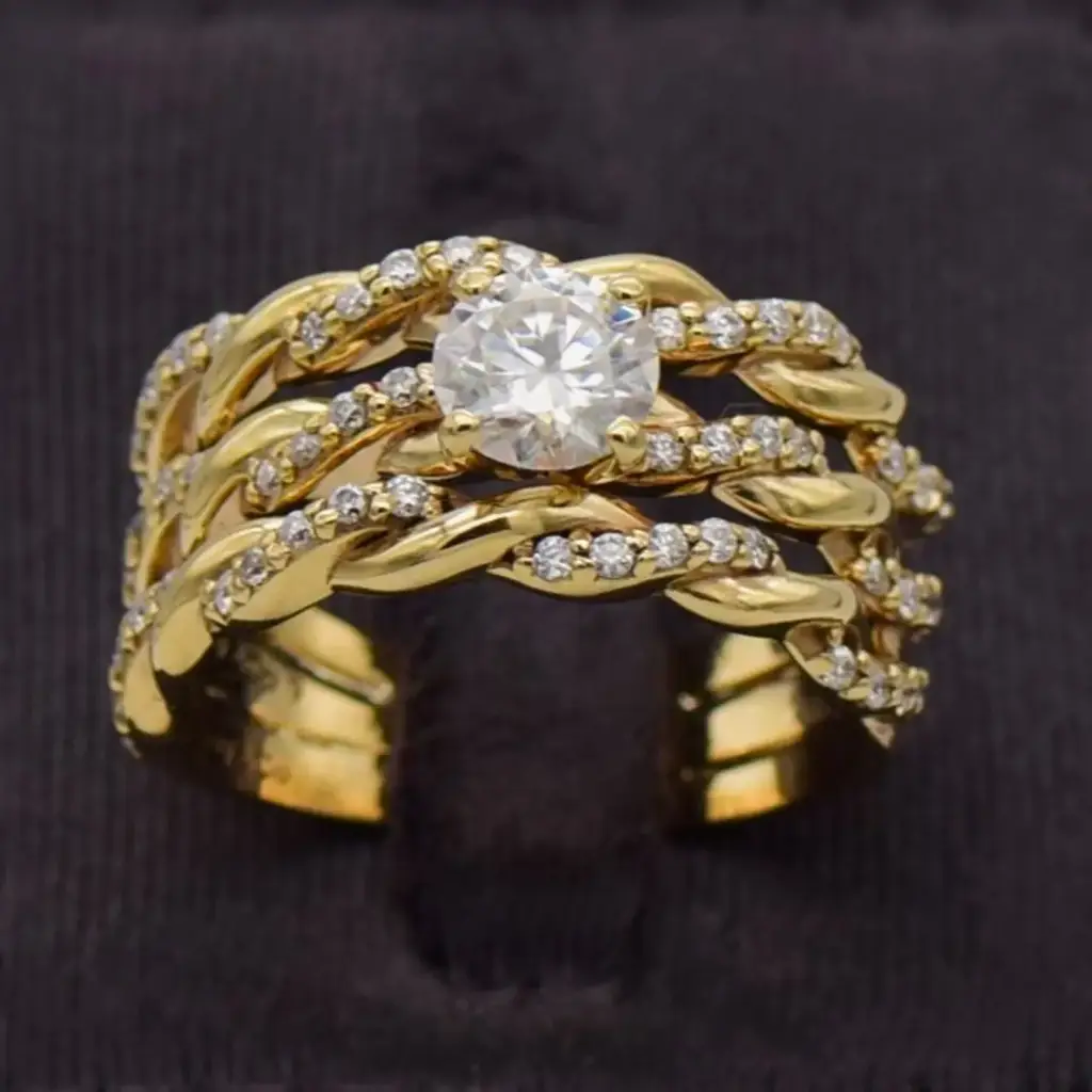 9ct Yellow Gold Wedding Ring Trip Set