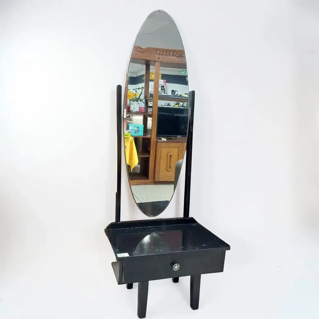 Vintage Cheval Mirror With Drawer