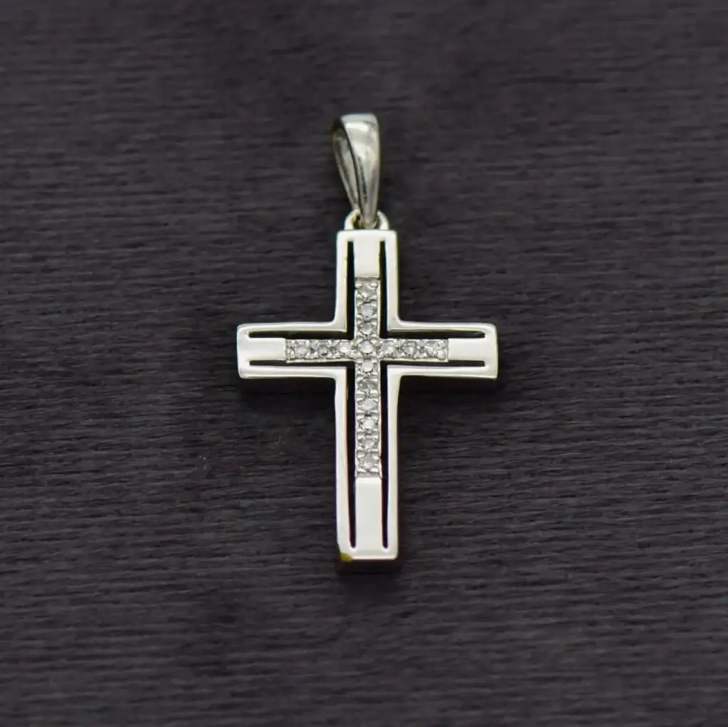 9ct White Gold Cross Pendant