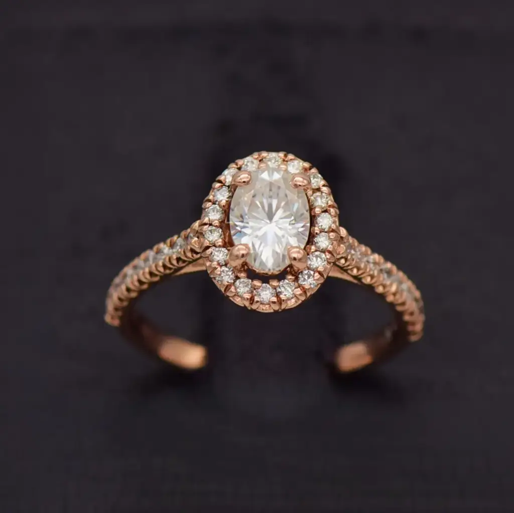 14ct Rose Gold Halo Ring