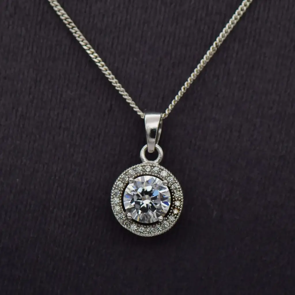 Silver-925 Chain Curb-Link & Pendant - View 2