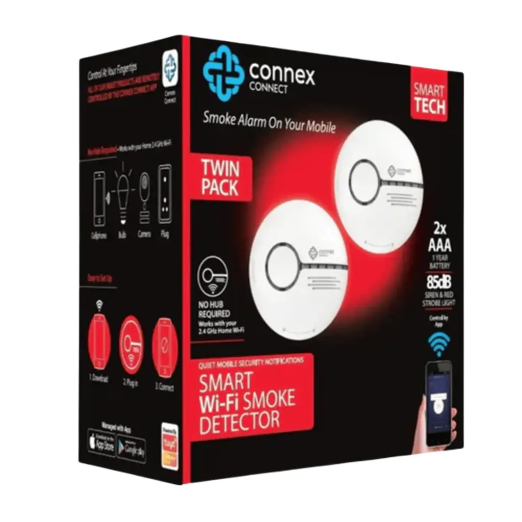 Connex Smart Wi-Fi Smoke Detector Alarm Twin Pack - View 3