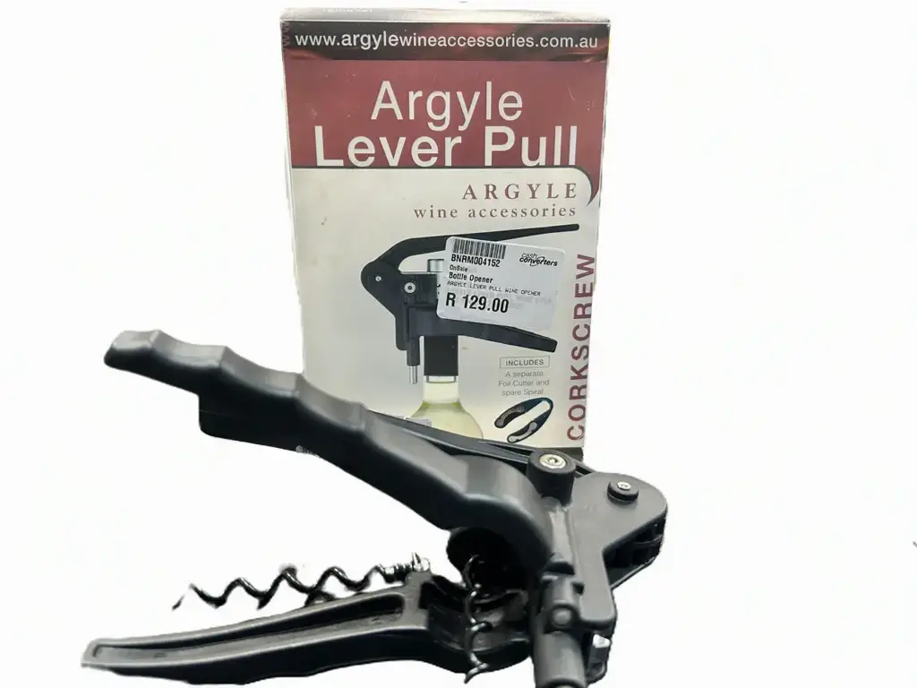 Argyle Metal Lever Pull Corkscrew - Black/Chrome