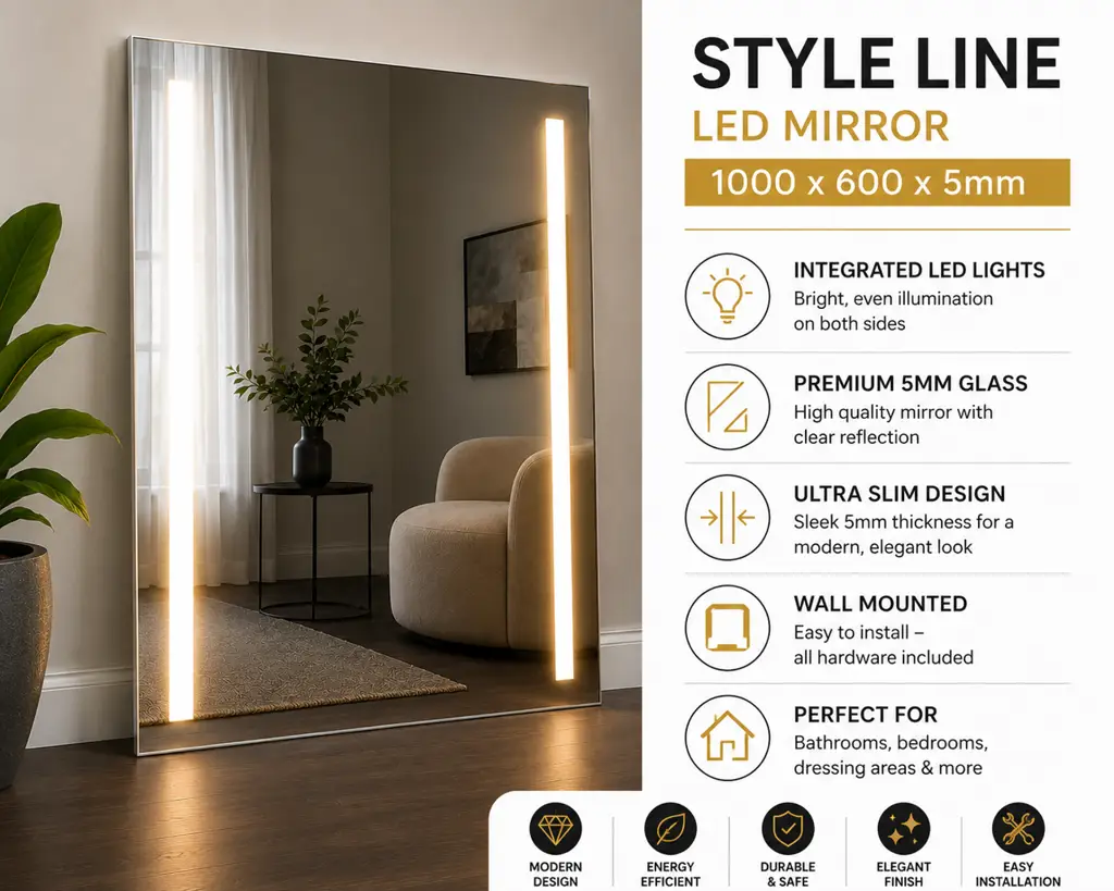 Style Line Led Mirror – 1000 × 600 × 5Mm - View 2