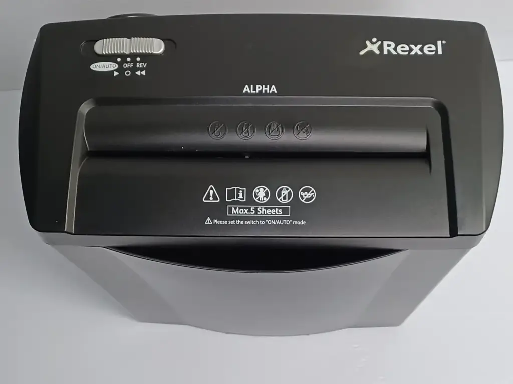 Rexel Alpha Shredder – Compact Cross-Cut, 10L Bin - View 3