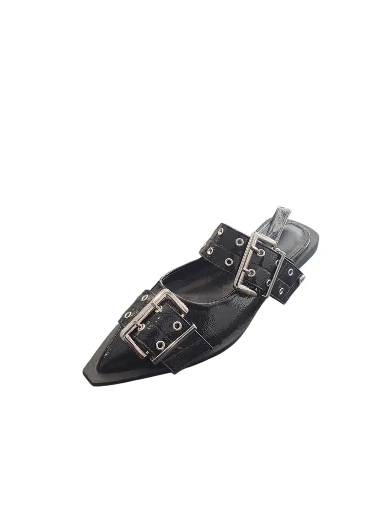 Sissy Boy: Double Buckle Slingback Flat - Uk 8 - View 3