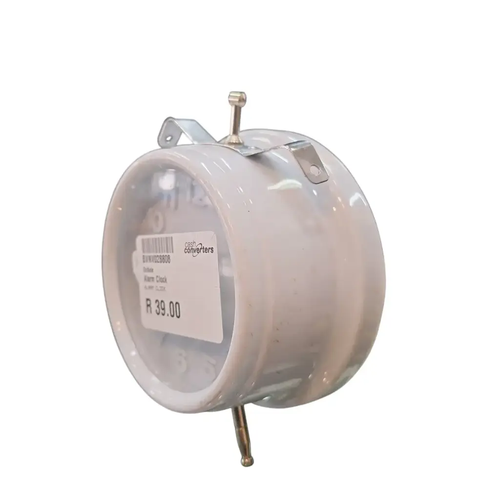 White Metal Twin-Bell Analogue Alarm Clock - View 2