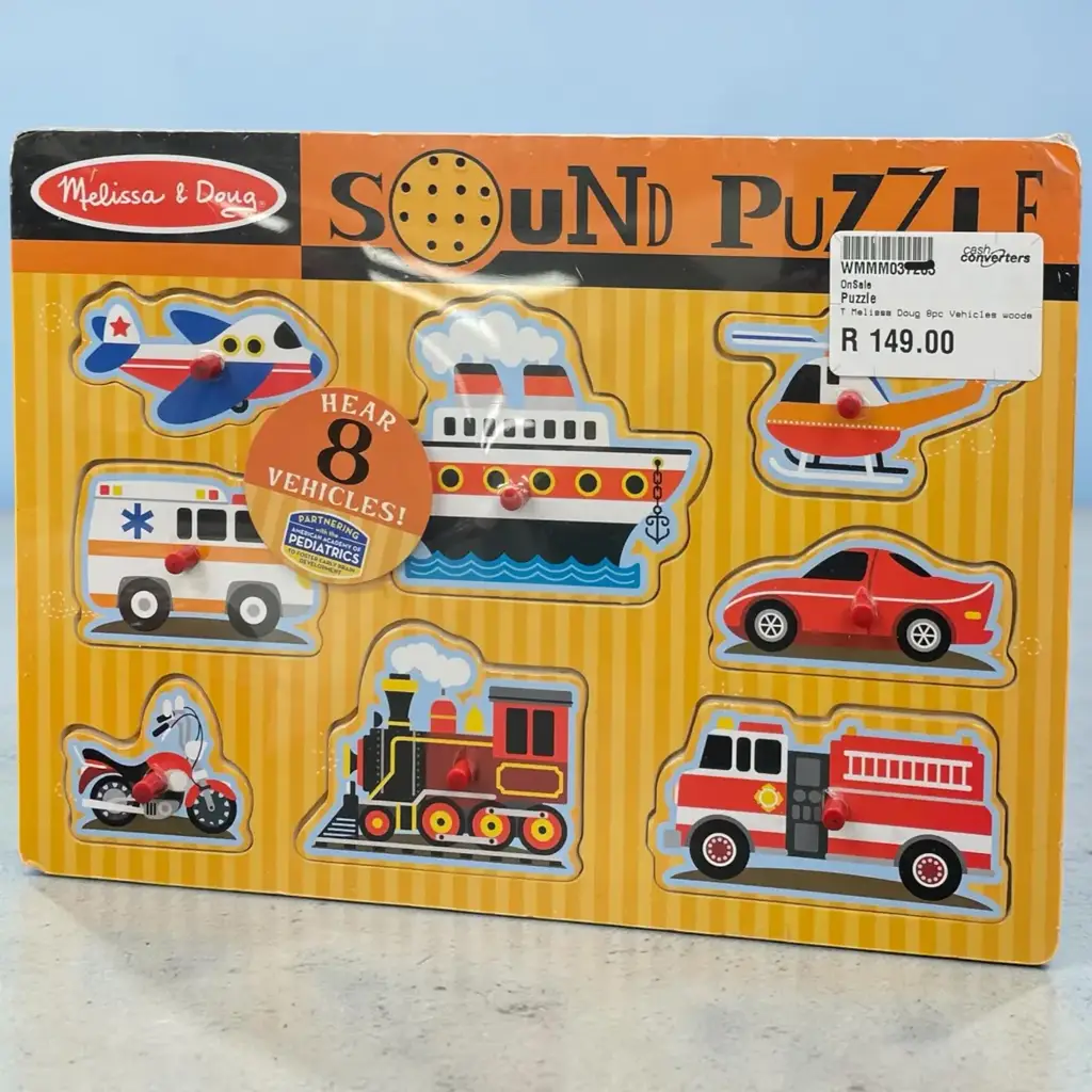 Melissa Doug 8Pc Vehicles Wooden Sound Puzzle