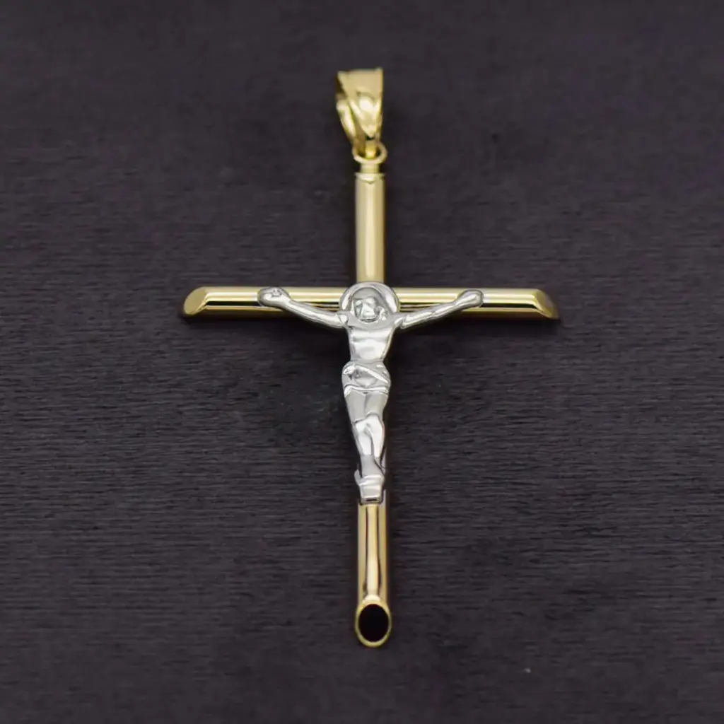 9ct Two Tone Gold Cross Pendant
