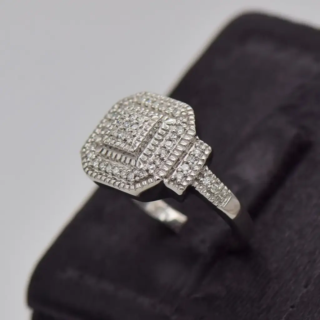 9ct White Gold Dress Ring - View 3
