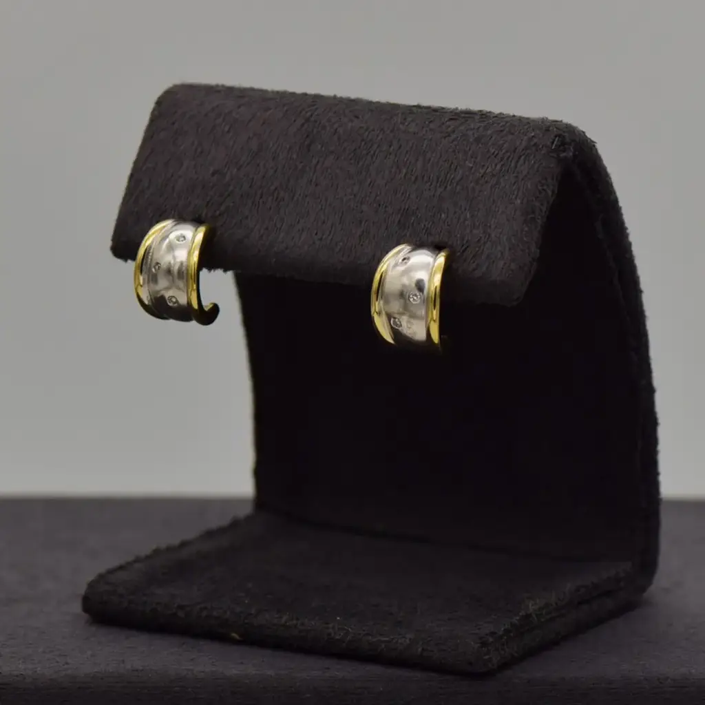 9Ct Two Tone Gold Hoop Earrings