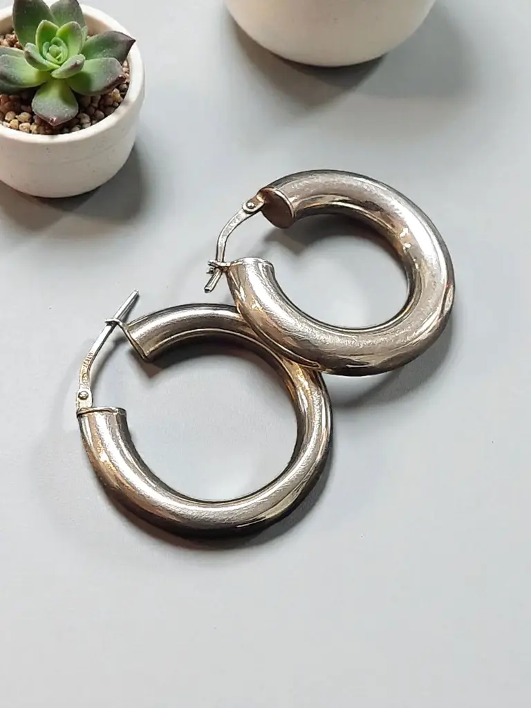 925 Silver Hoop Earrings - View 2
