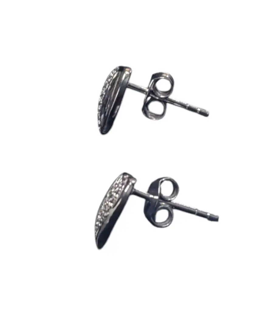 925 Sterling Silver Heart-Shaped Stud Earings - View 5