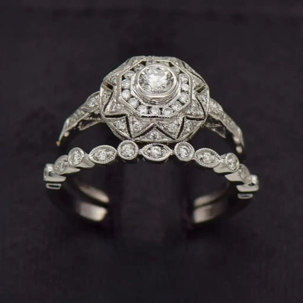 18Ct White Gold Wedding Ring Twin Set