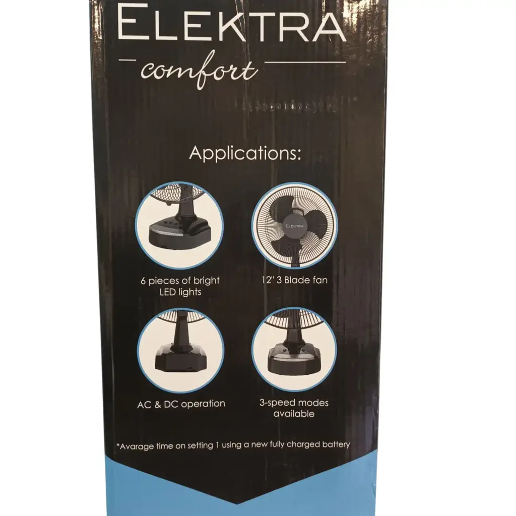 Elektra Everlast Desk Fan (Black) - View 3