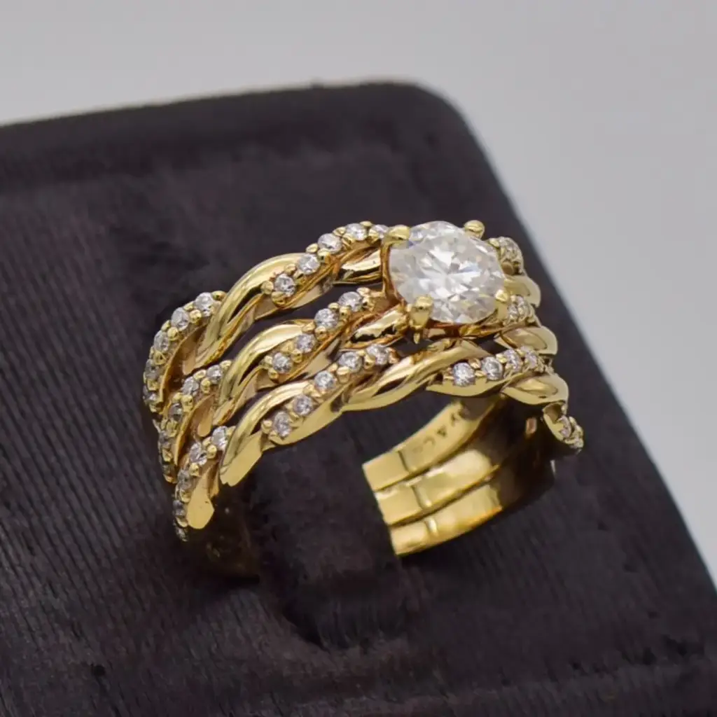 9ct Yellow Gold Wedding Ring Trip Set - View 2