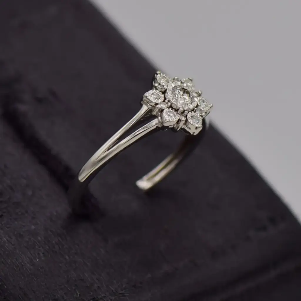 9Ct White Gold Dress Ring - View 2
