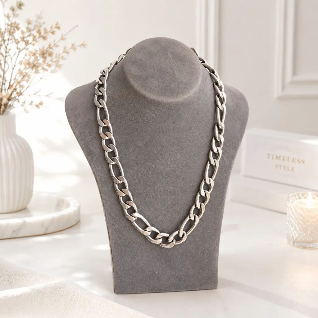Stainless Steel Figaro Chain Necklace