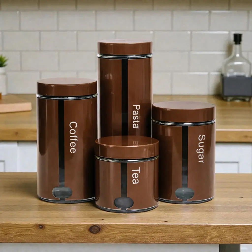 Brown Glass 4-Piece Canister Set