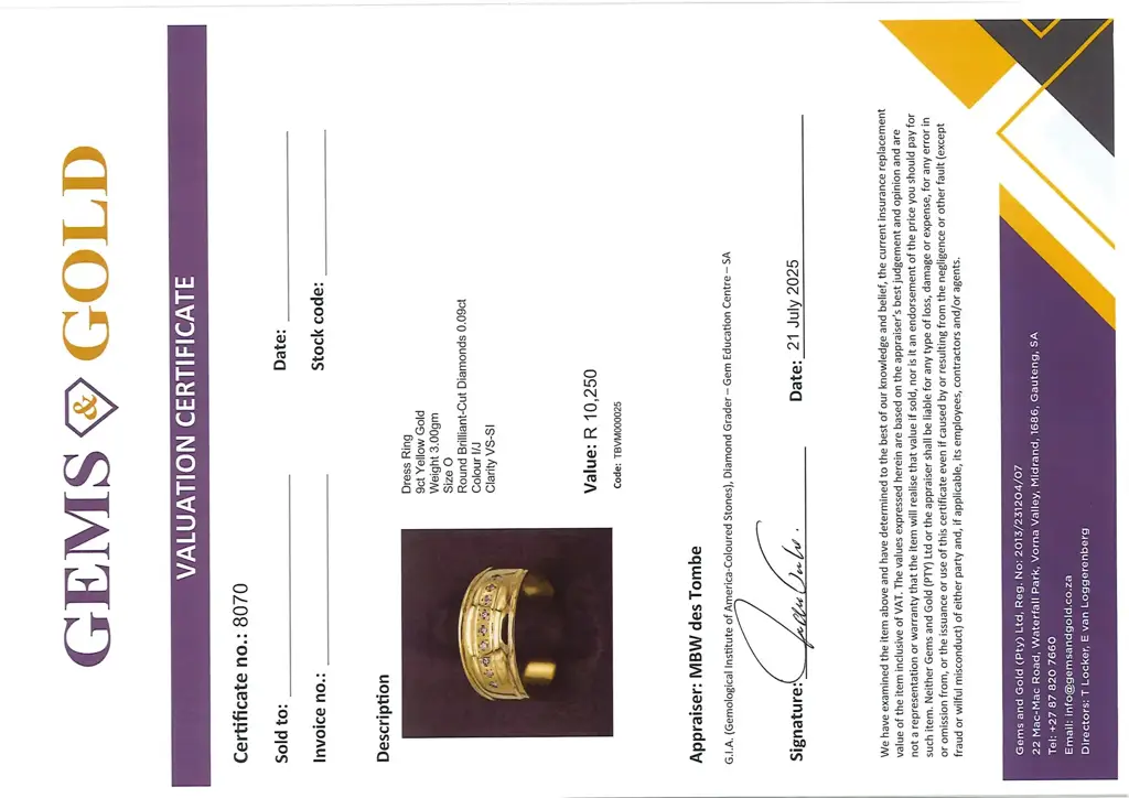 9ct Yellow Gold Dress Ring - View 4