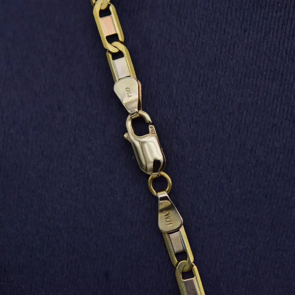18ct Yellow Gold Chain Bar-Link & Cross Pendant - View 3