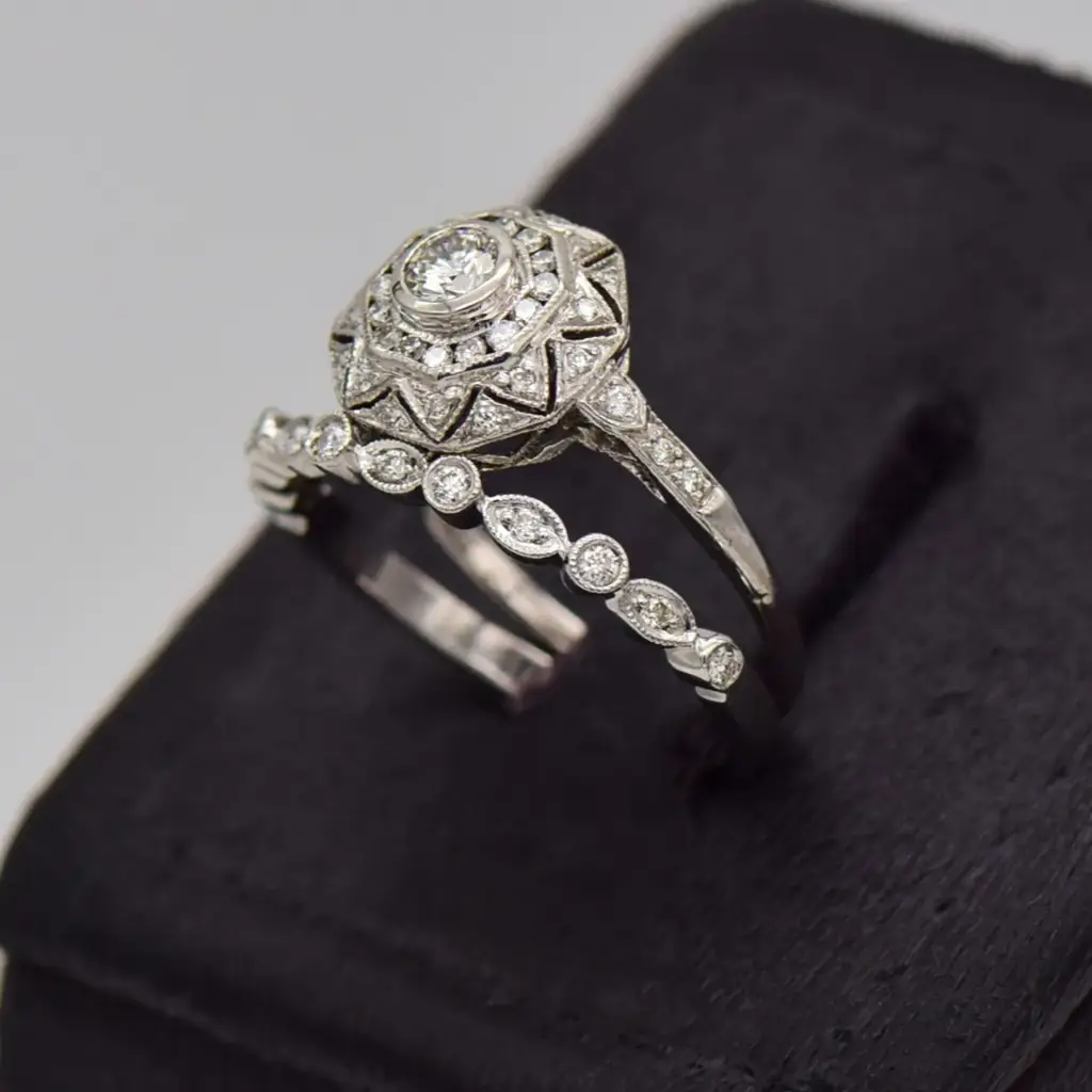 18Ct White Gold Wedding Ring Twin Set - View 3